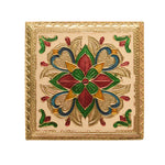 Elegantly Crafted Wooden Chowki with Enchanting Meenakari and Floral Embellishments