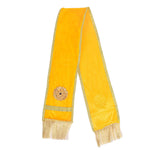 Yellow Velvet Ganpati Idol Patka with Floral Medallion - 32 Inch