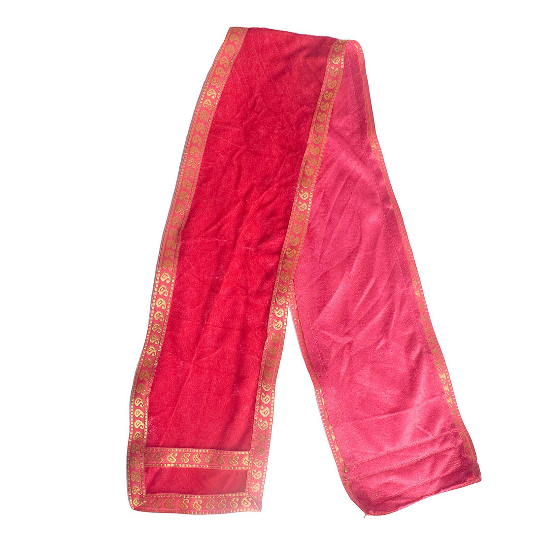 Pink Velvet Ganpati Idol Patka with Intricate Border - 32 Inch