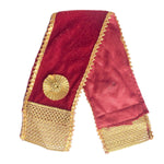 Premium Maroon Velvet Ganpati Idol Patka with Gold Medallion