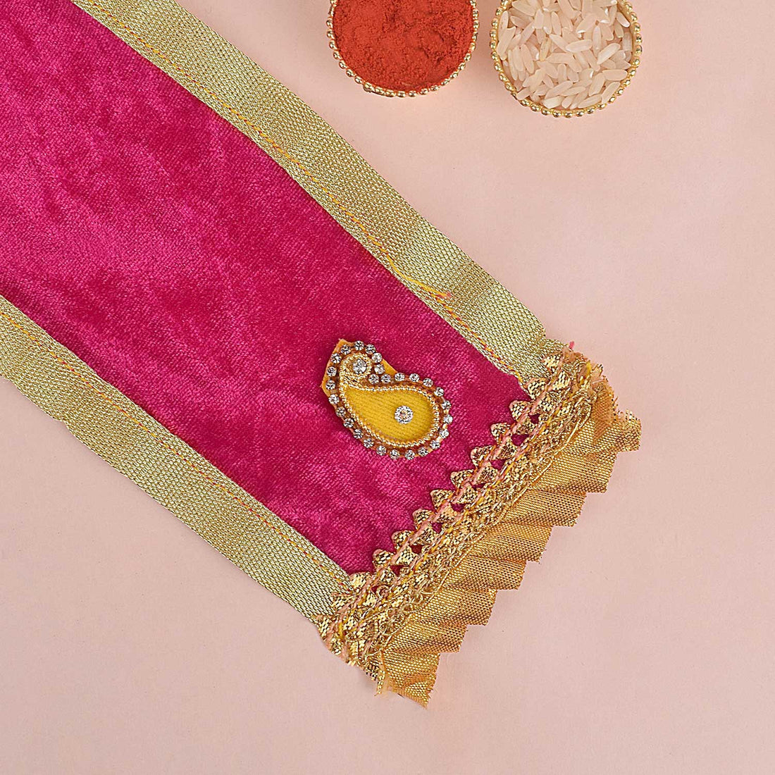 Exclusive Magenta Velvet Ganpati Idol Patka