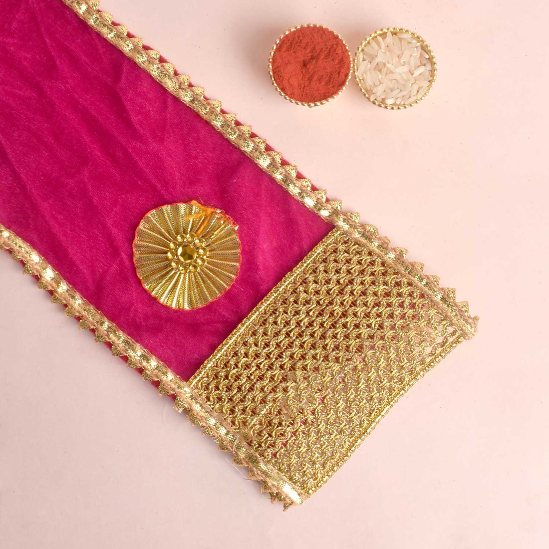 Premium Designer Magenta Velvet Ganpati Idol Patka