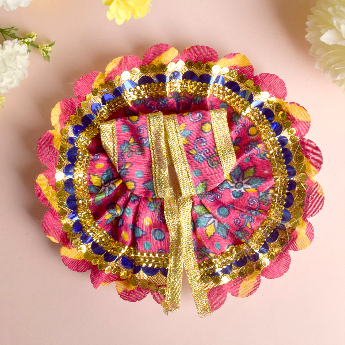 Cheerful Printed Laddu Gopal Dress with Colorful Floral Design