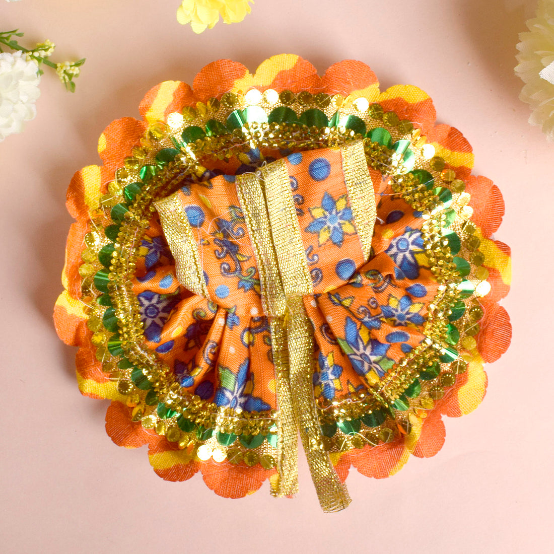 Cheerful Printed Laddu Gopal Dress with Colorful Floral Design