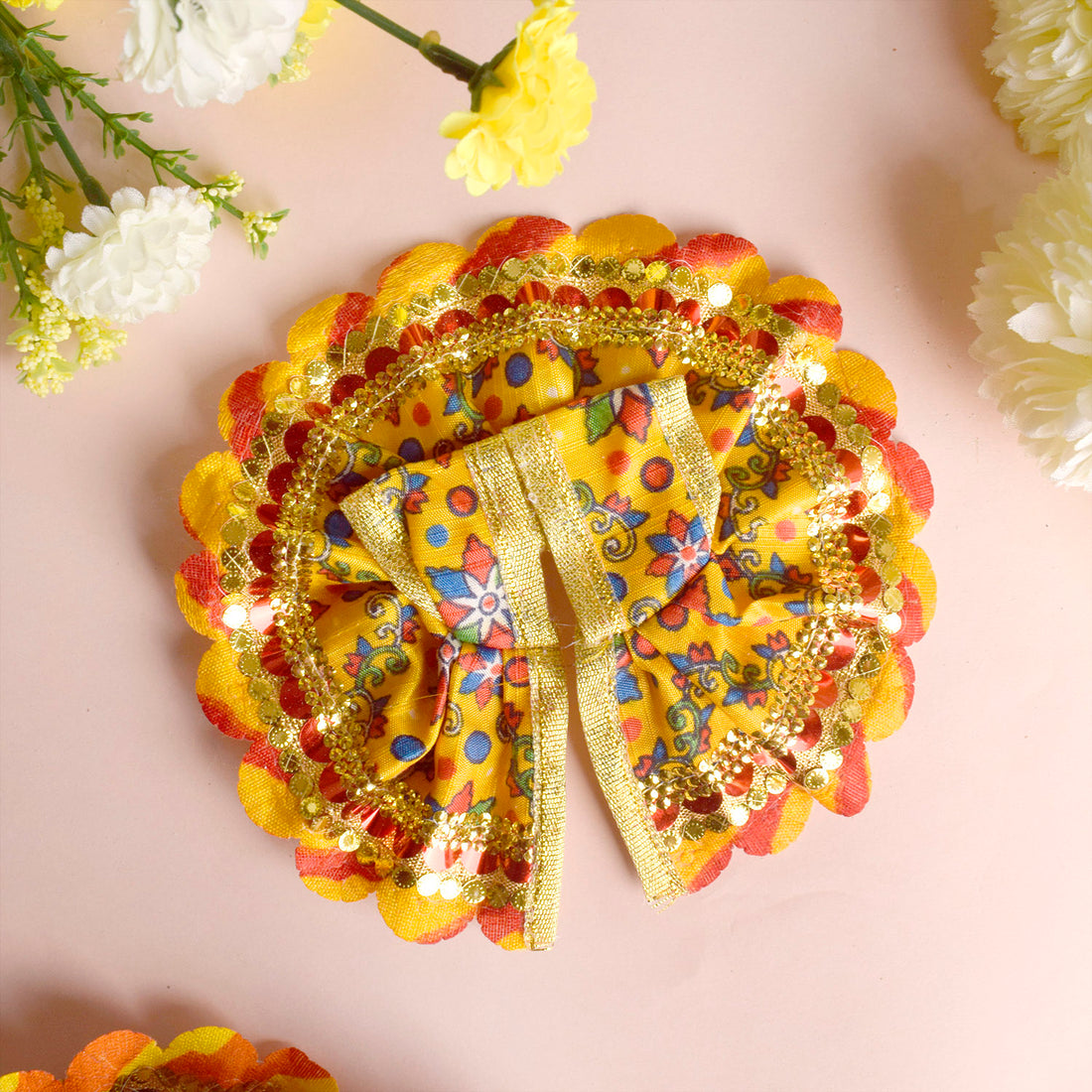 Cheerful Printed Laddu Gopal Dress with Colorful Floral Design