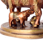 4.9 Inch Divine Brass Kamdhenu Cow with Calf Idol for Spiritual Home Decor