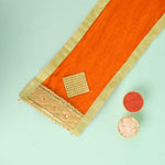 Designer Deity Orange Velvet Ganpati Idol Patka