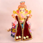 Premium Decorative Maroon Velvet Ganpati Idol Patka