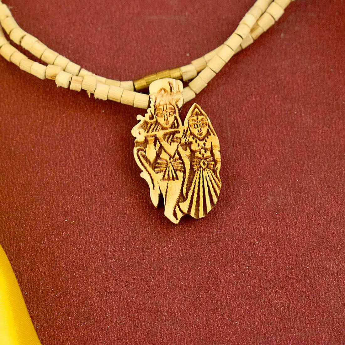 100% Original Tulsi Mala - Wooden Radha Krishna Locket
