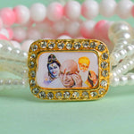 White & Pink Marble with White Pearl Four Layer Guruji Swaroop Bracelet