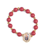 Red Beads Bracelet with Jai Guruji Swaroop