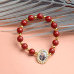 Red Beads Bracelet with Jai Guruji Swaroop