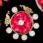 Decorative Metal Peacock Flower Urli with Tea Light