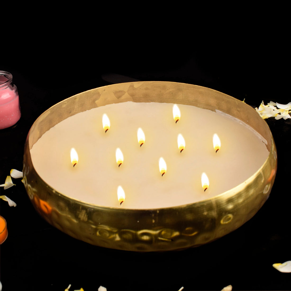 Decorative Brass Scented Candle Urli for Elegant Indian Decor