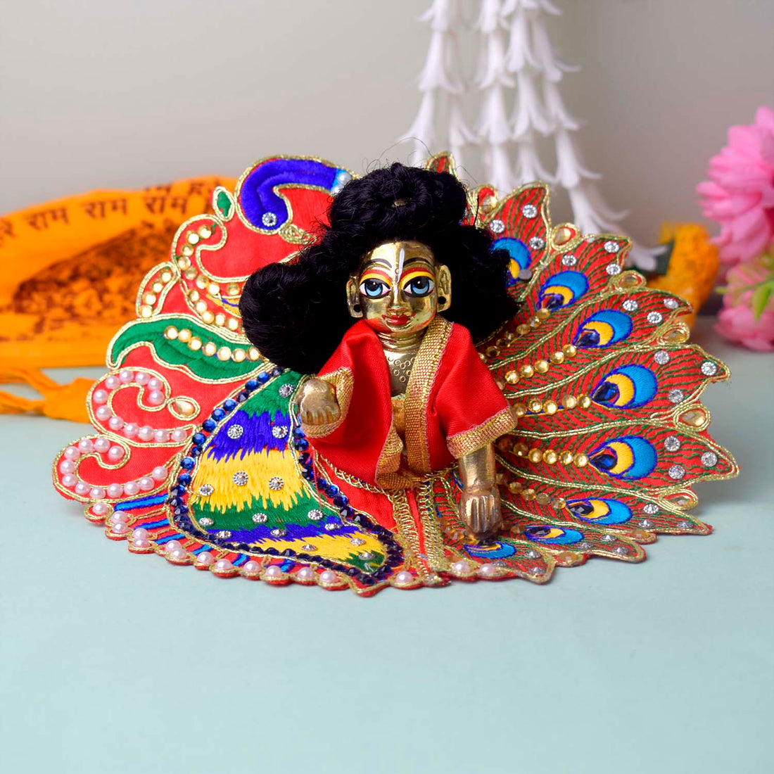 Divine Peacock Elegance Laddu Gopal Dress (Peacock & Mor Pankh Embroidery)