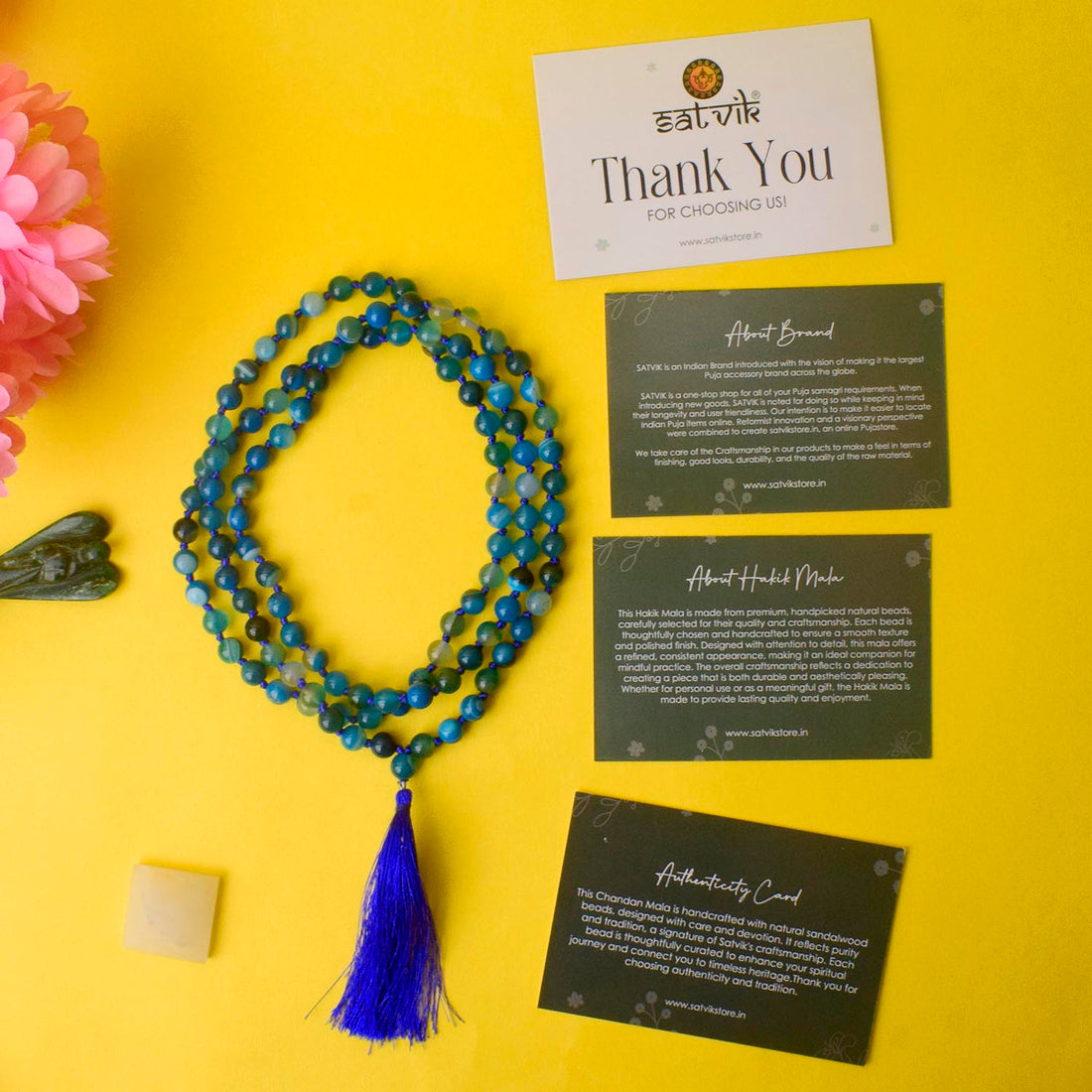 Premium Hakik Jap Mala Crystal Blue hakik