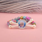Crystal Multi-Color Beads Double Layer & White Pearl Bracelet with Jai Guruji Swaroop