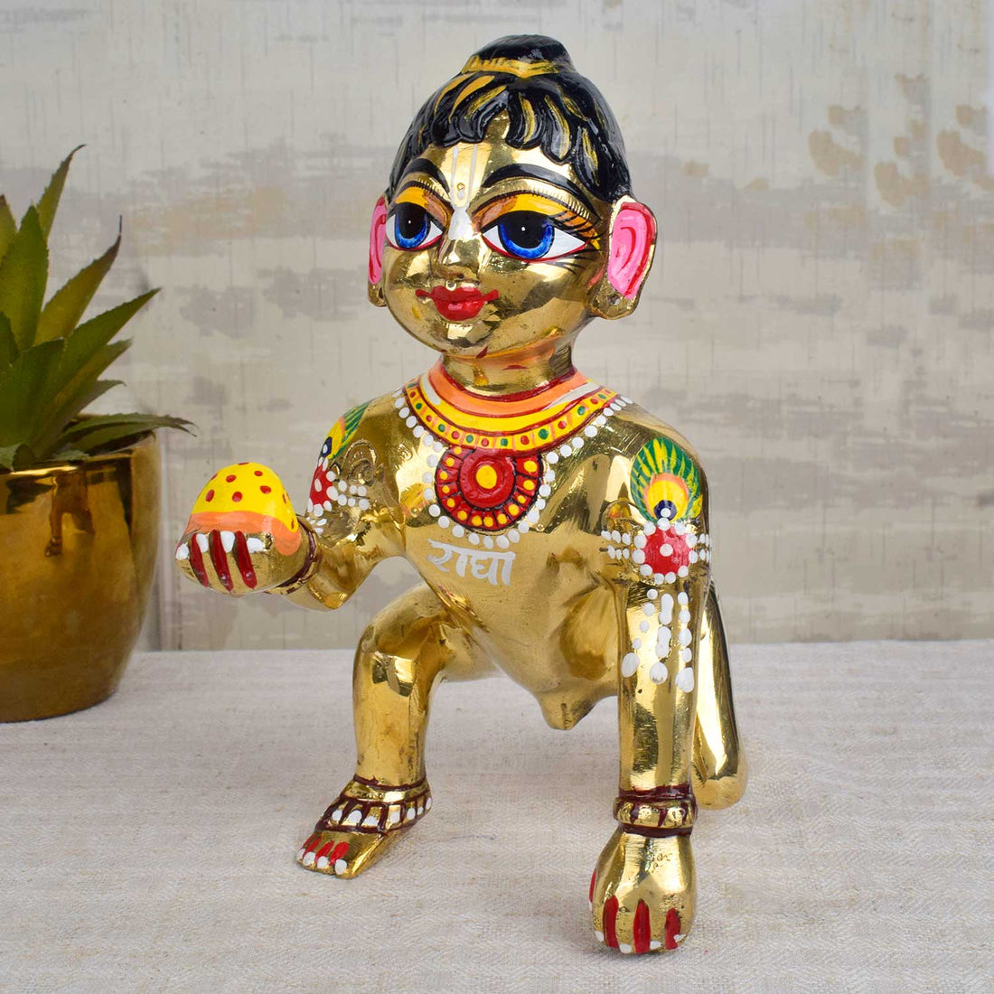 Brass Bal Gopal/Laddu Gopal Idol with Shringar (Size 10)