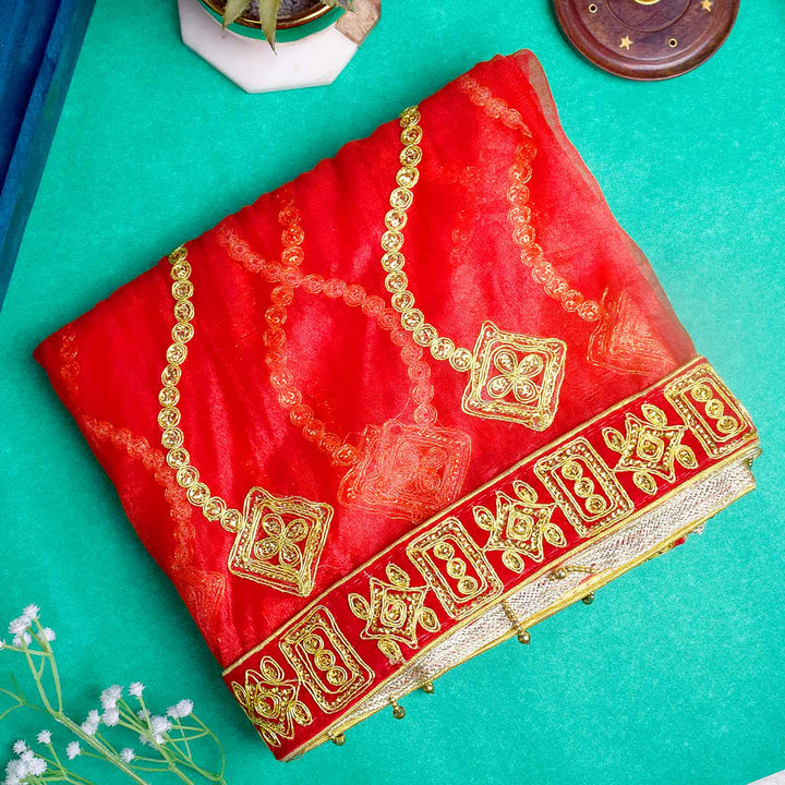 Add a divine touch to your spiritual rituals with this beautiful Mata Ki Chunri, featuring intricate golden embroidery. Measuring 214 cm (84 inches) in length and 102 cm (40 inches) in height, this Chunri is perfect for Navratri, Durga Puja, temple decor, and religious ceremonies. The premium fabric and elegant golden patterns enhance the grace of your puja setup.

🛍️ Explore authentic Mata Ki Chunris, Devi Chunaris, and spiritual accessories at Satvik Store for all your devotional needs. 🌸🙏