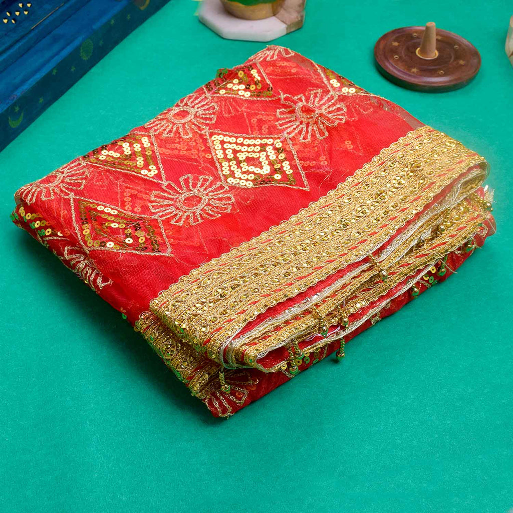✨ "Mata Ki Chunri with Golden Border – Divine Prayer Cloth for Puja" ✨

Elevate your spiritual rituals with this beautiful Mata Ki Chunri, featuring a golden border and intricate diamond and floral patterns. Measuring 190 cm (75 inches) in length and 110 cm (43 inches) in height, this Chunri is perfect for Devi puja, Navratri, Durga Puja, and festive decor. Its shimmering design adds a touch of divinity to your sacred offerings.

🛍️ Shop authentic religious accessories at Satvik Store for all your devotion
