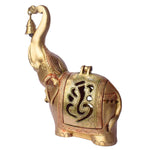 10.6 Inch Brass Elephant Tealight Holder with Bell