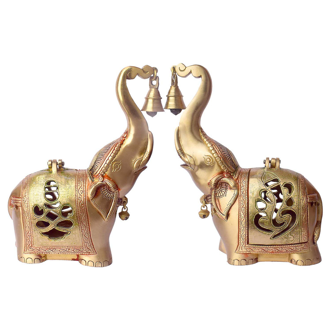 10.6 Inch Brass Elephant Tealight Holder with Bell