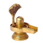 4.7 Inch Handcrafted Brass Shivling with Sheshnag