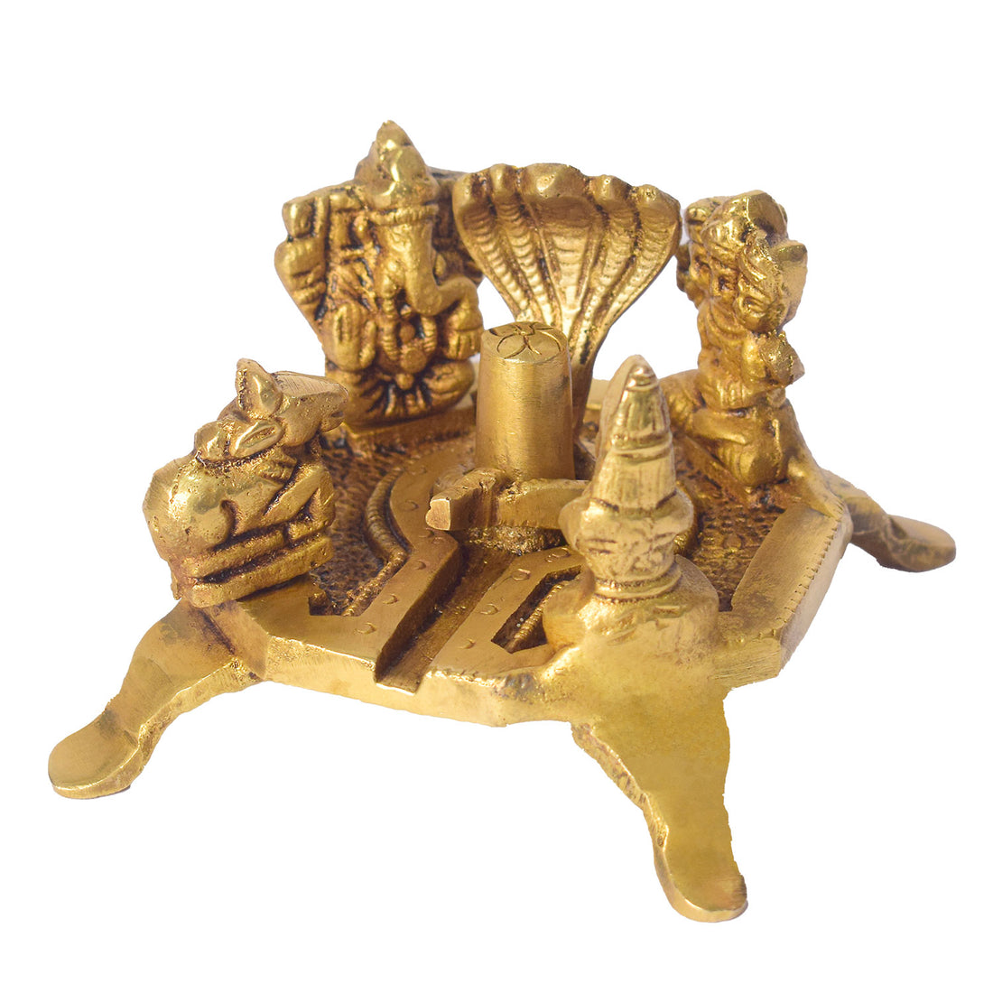 2 Inch Divine Brass Shiv Parivar with Shivling