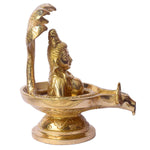 8.3 Inch Handcrafted Brass Shivalingam featuring Naga hood and Nandi