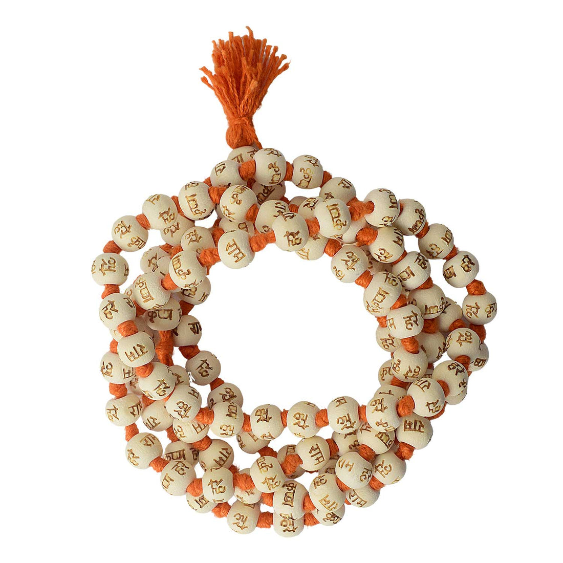 Hare Ram Hare Krishna White wooden Jaap Mala