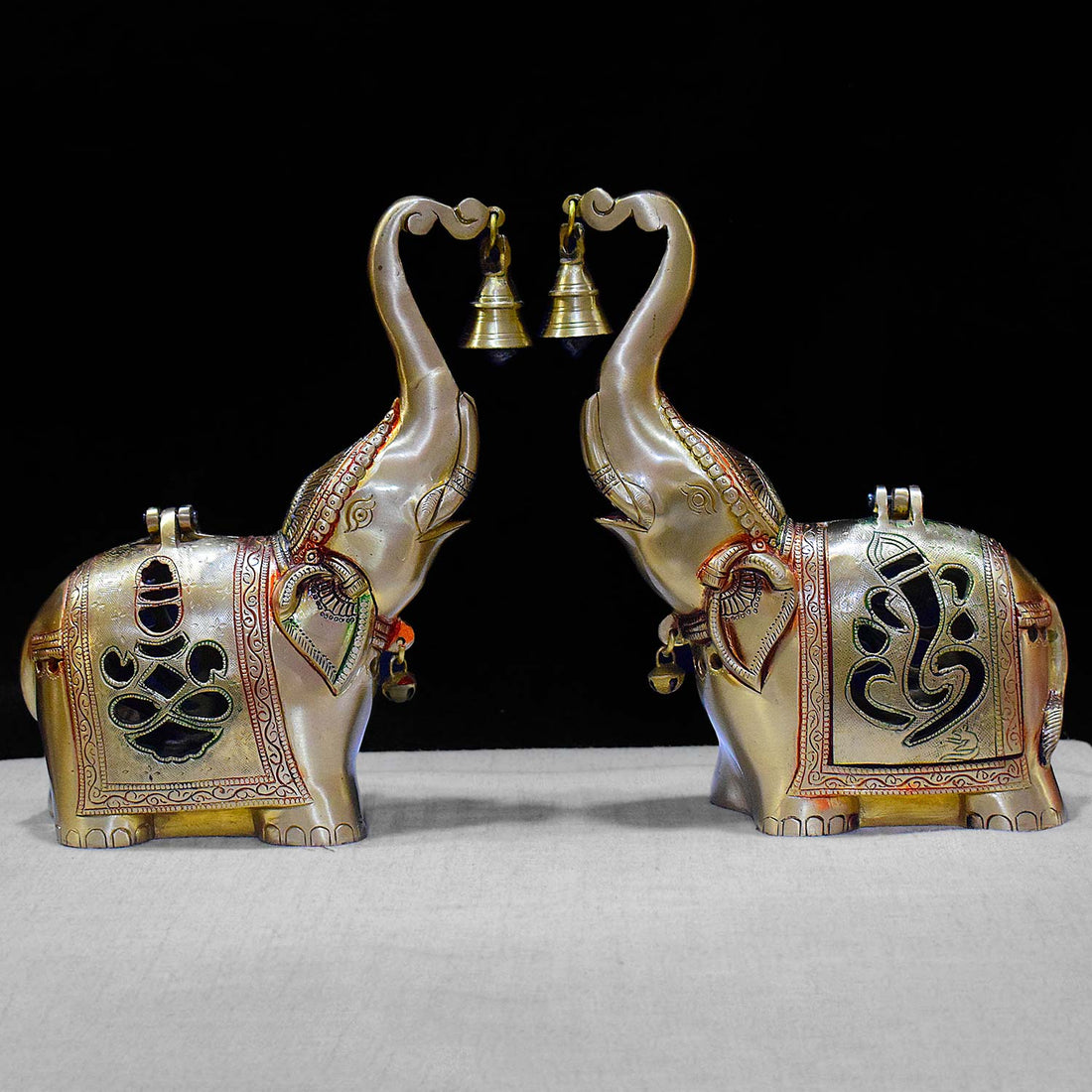 10.6 Inch Brass Elephant Tealight Holder with Bell