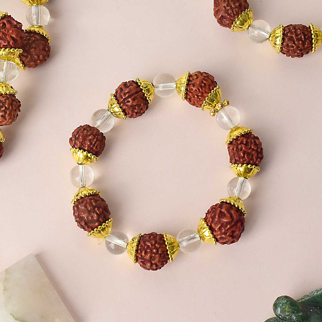 Rudraksha Bracelet with Natural Dark Brown Beads for Spiritual Balance