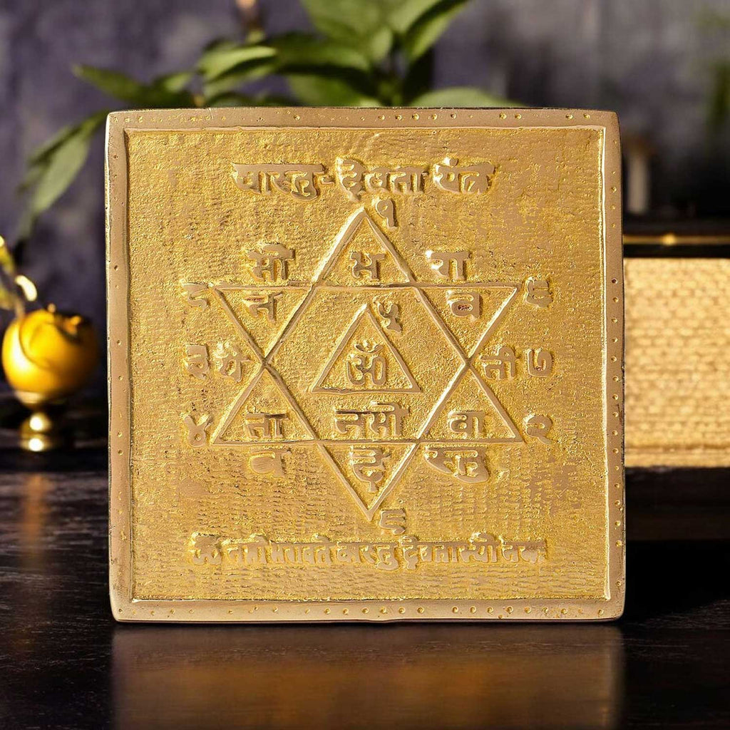 Intricately engraved Brass Vastu Devta Yantra featuring 45 Devtas, designed for correcting Vastu doshas and harmonizing spiritual energies in homes and offices. India’s Largest Pooja Accessories Brand - www.satvikstore.in
