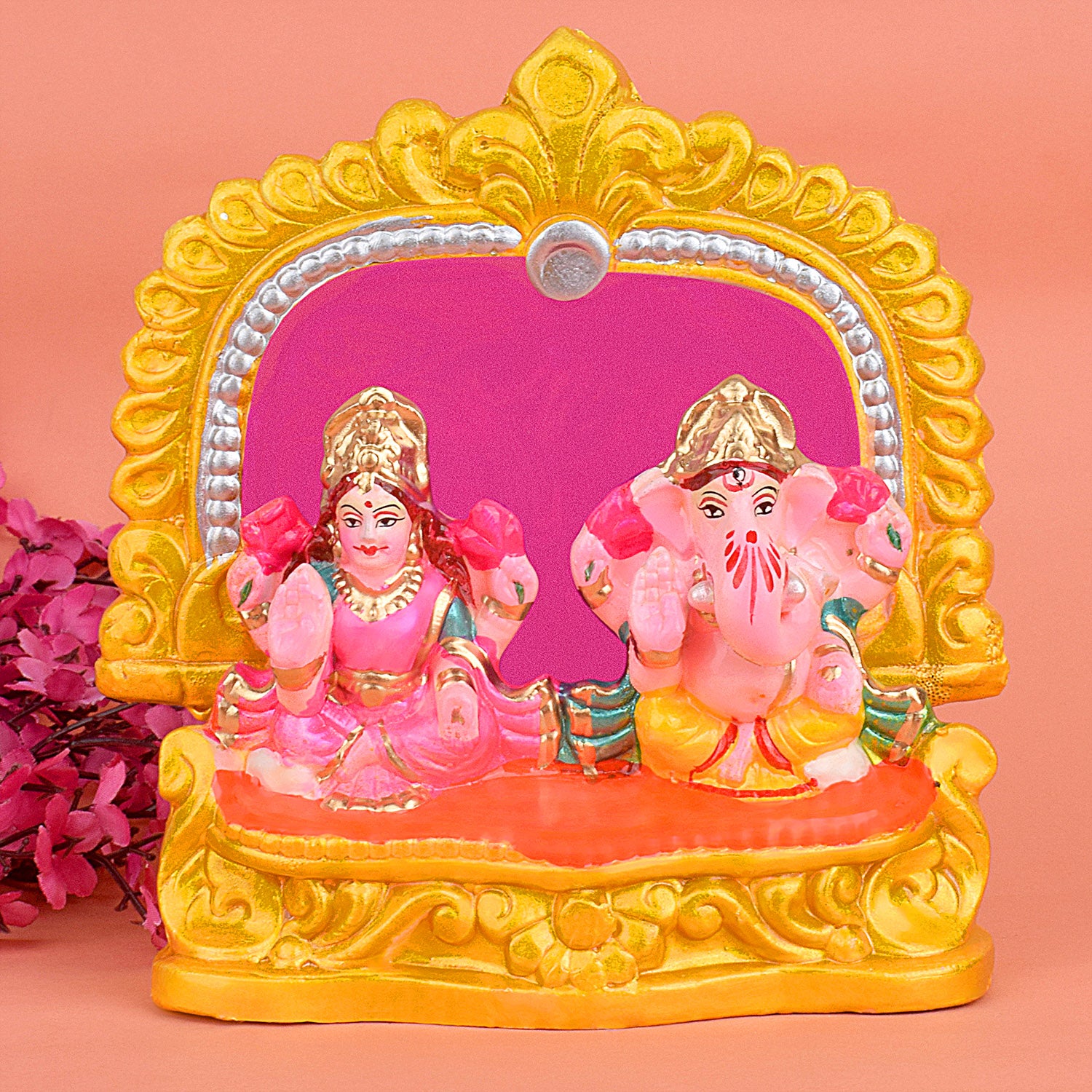Eco-friendly Clay Laxmi Ganesh Statue for Home Temple and Diwali Decoration