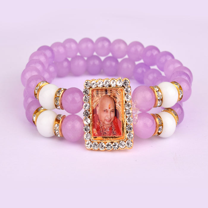 Mauve Beaded Guru Ji Maharaj Handmade Bracelets for Men and Women