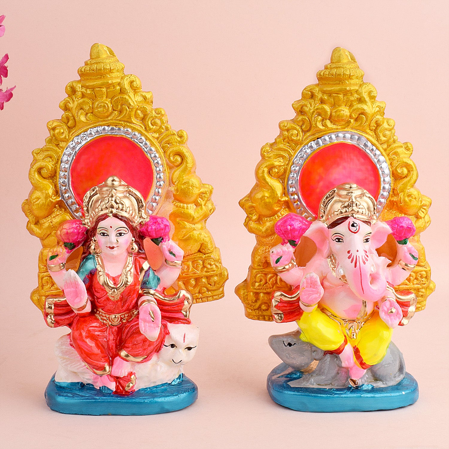 Auspicious Clay Laxmi Ganesh Idol Set for Spiritual Blessings and Good Fortune