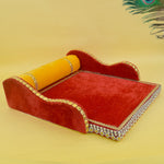 Laddu Gopal's Throne of Elegance: Velvet Bed Medium