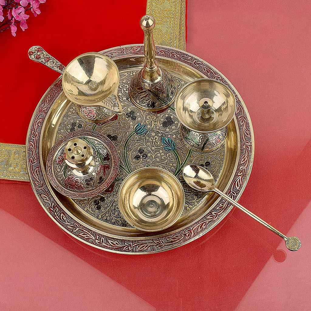 Brass Puja Thali Set, Puja Items