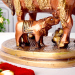4.9 Inch Divine Brass Kamdhenu Cow with Calf Idol for Spiritual Home Decor