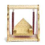 Printed Design Jhula – White & Brown Paper Cradle Swing for Laddu Gopal