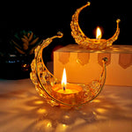 Pure Brass Moon Crystal Diya Pack of 2