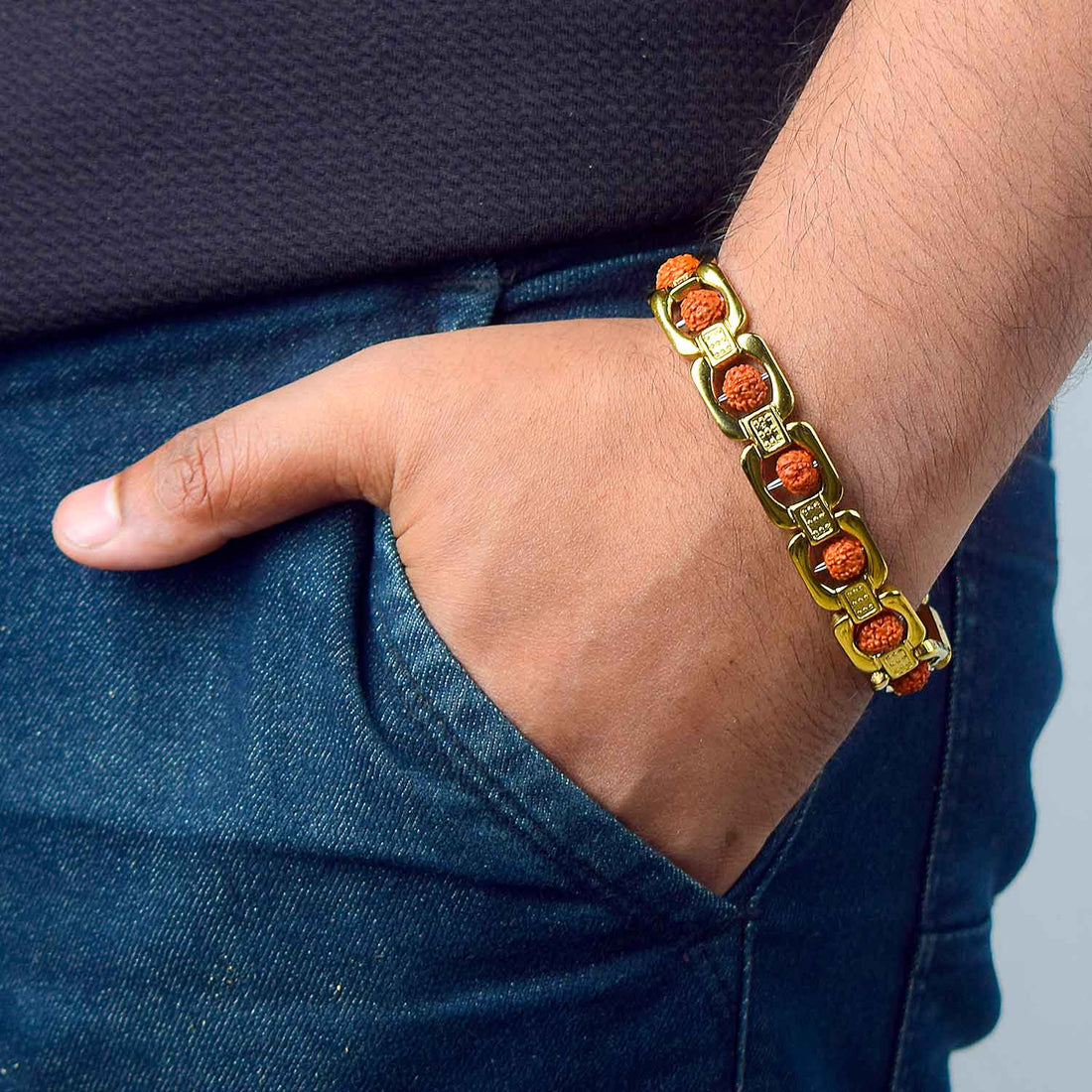 Gold Plated Rudraksha Bracelet – Premium IGP Finish