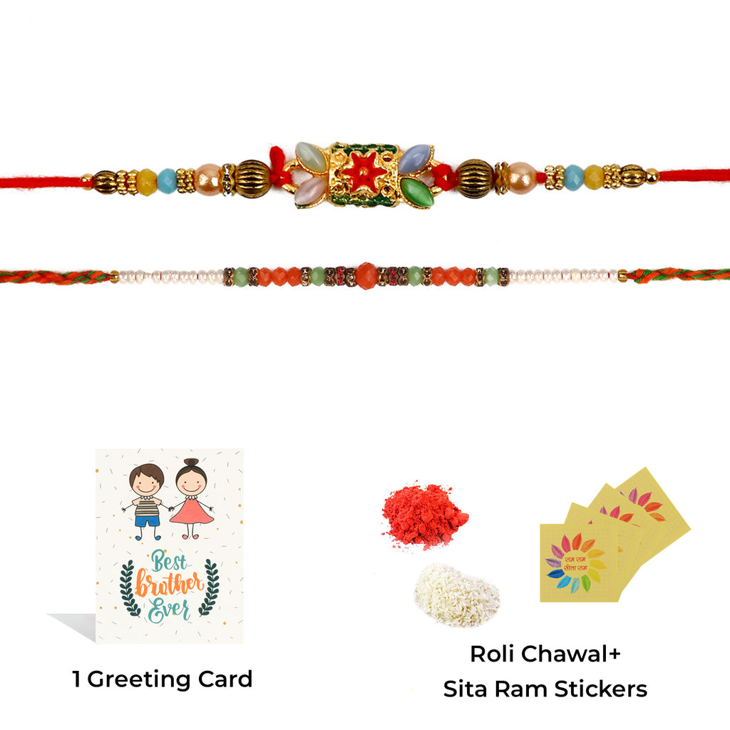 Explore our exquisite collection of Rakhi online 2023. Choose from a stunning Rakhi set of 2, perfect for brothers, bhaiya, and bhai. Shop designer Rakhi and beautiful Rakhi online to send Rakhi abroad. Celebrate with Indian Rakhi and find the perfect Rakhi gift at SatvikStore.in."