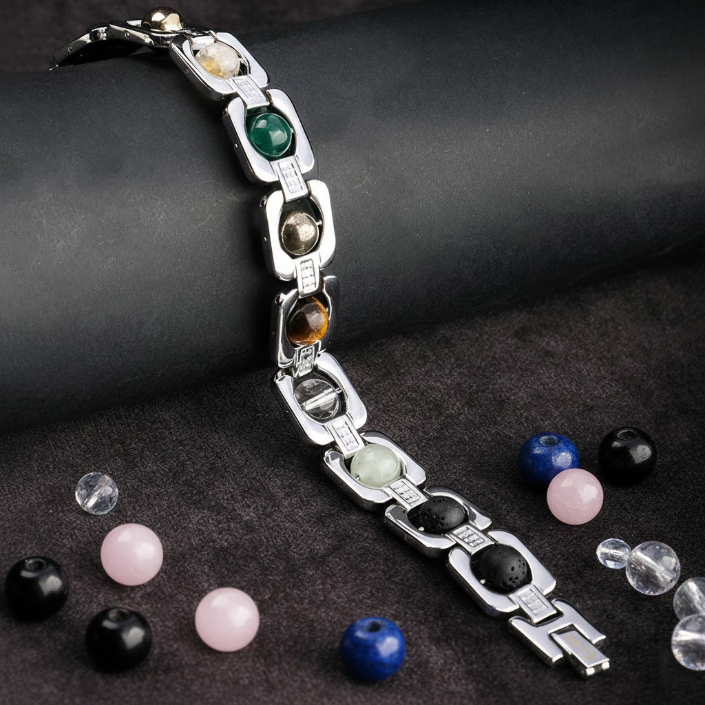 Dhanyog Silver Plated Bracelet Unisex IGP Spiritual Jewelry for Positive Energy and Protection India’s Largest Puja Accessories Brand- www.satvikstore.in
