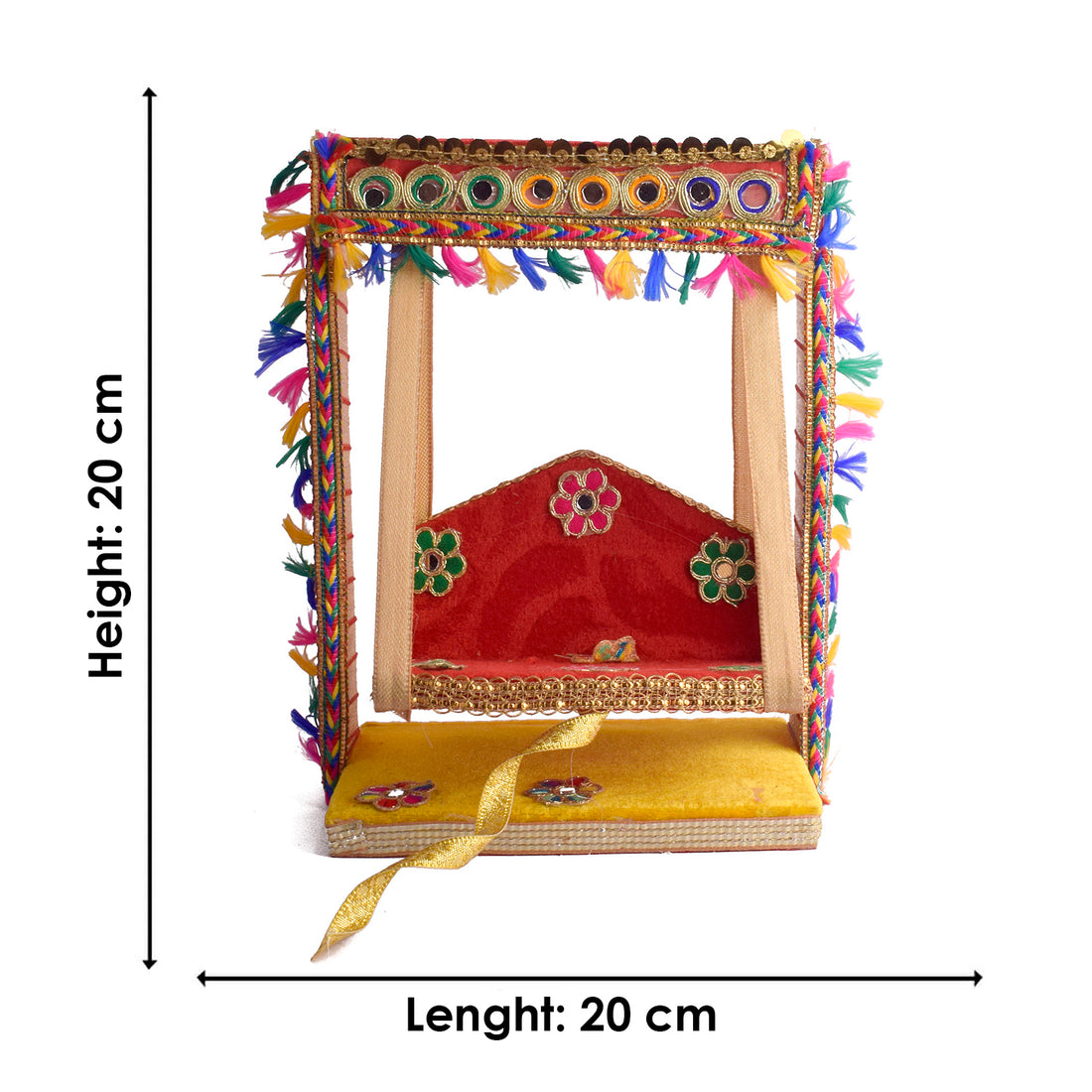 Elegant Laddu Gopal Jhula with Mirror Stone