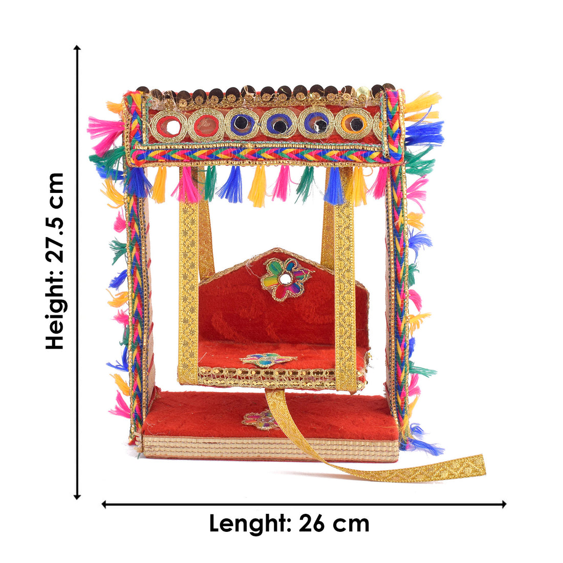 Elegant Laddu Gopal Jhula with Mirror Stone