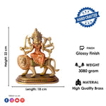 8.6 Inch Handcrafted Brass Sherawali Mata Idol