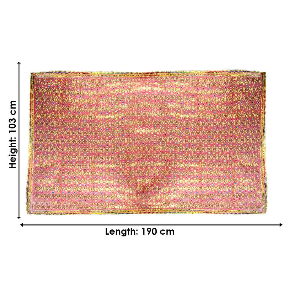 Adorn your puja altar with this beautifully crafted Pink Chunri, featuring golden sequin embellishments for a divine appearance. Measuring 190 cm (75 inches) in length and 103 cm (40 inches) in height, this traditional cloth is perfect for Devi puja, temple offerings, and festive rituals.

🛍️ Shop now at Satvik Store for authentic spiritual and religious products. 🌸🙏