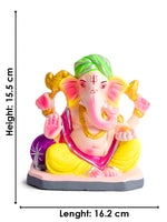Colorful 6 Inch  Eco-Friendly Ganesha Idol in Padmasana Pose