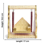 Printed Design Jhula – White & Brown Paper Cradle Swing for Laddu Gopal